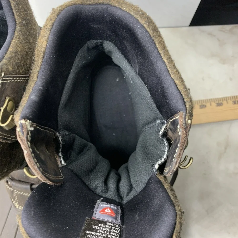 LL Bean Storm Chaser Boots Men Size 14 Shoes Brown Leather Rubber Mid Top Tie